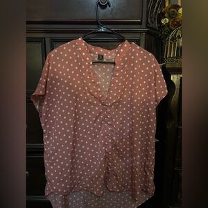 SHEIN Pink and White Polka Dot Top